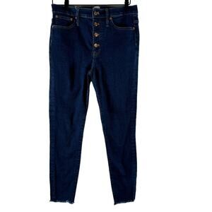 J. Crew Womens 10" Toothpick Skinny Jeans Dark Wash Buttonfly High Rise AT540